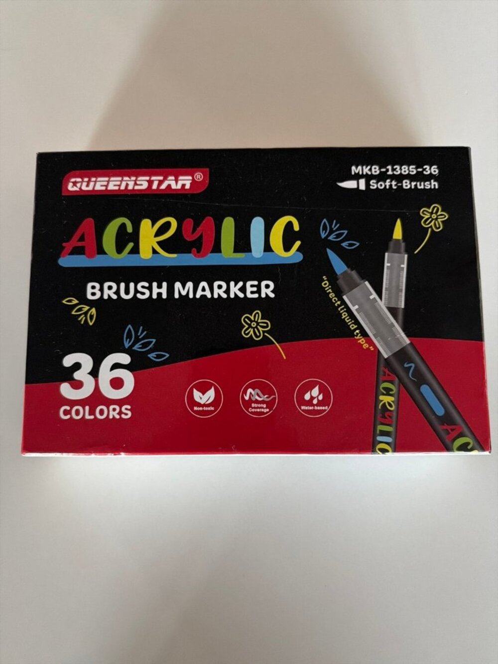 Queenstar MKB-1385-36 Soft-Brush Acrylic Markers